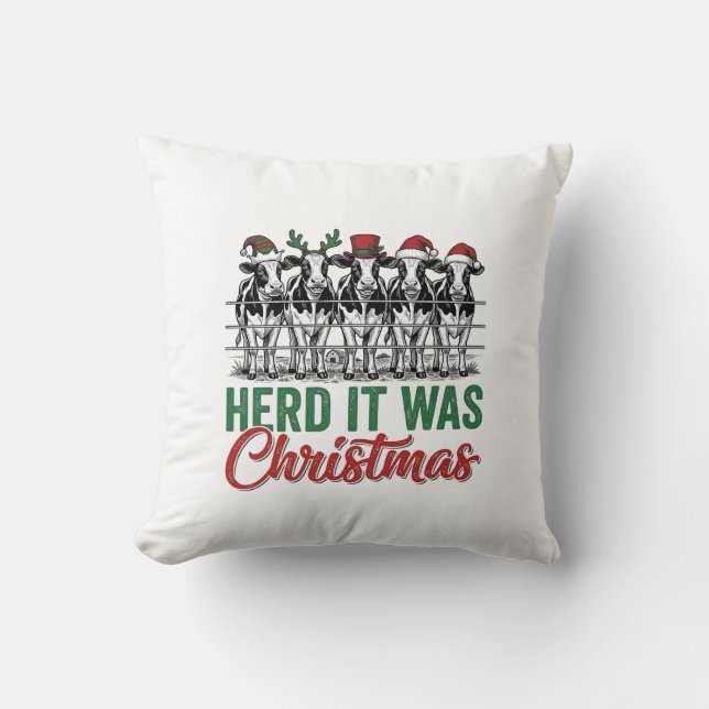 Funny Cow Christmas Vector Design_1 Cushion (Front)