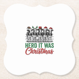 Funny Cow Christmas Vector Design_1 Paper Coaster
