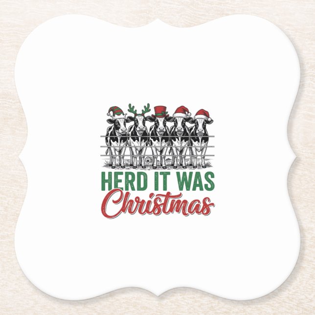 Funny Cow Christmas Vector Design_1 Paper Coaster (Front)