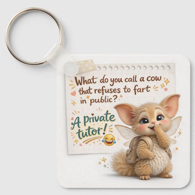 Funny Cow Dad Joke Key Ring (Front)