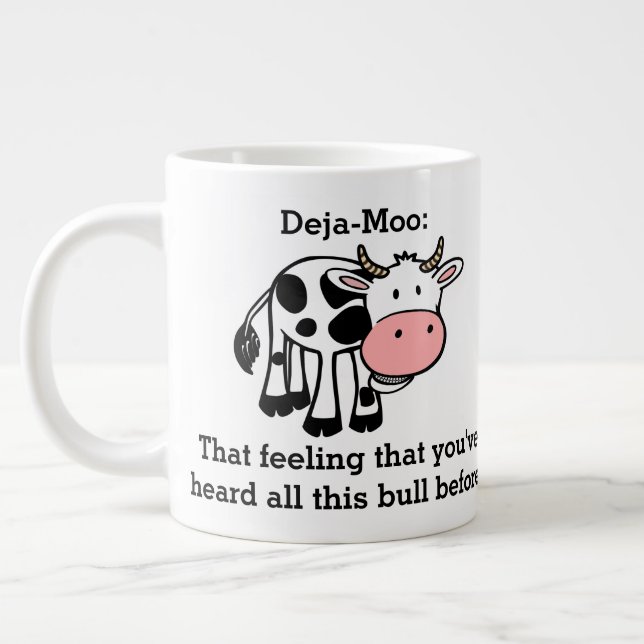 Funny Cow Deja-Moo Jokes Large Coffee Mug (Left)