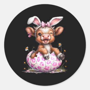 Funny Cow Easter Rabbit Cute Cows Lover Easter Day Classic Round Sticker