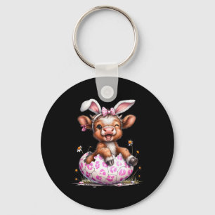 Funny Cow Easter Rabbit Cute Cows Lover Easter Day Key Ring
