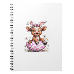 Funny Cow Easter Rabbit Cute Highland Cows Lover E Notebook