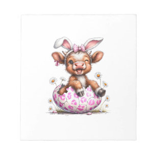 Funny Cow Easter Rabbit Cute Highland Cows Lover E Notepad