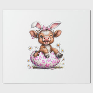 Funny Cow Easter Rabbit Cute Highland Cows Lover E Wrapping Paper
