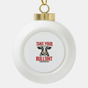 Funny Cow Elsewhere Vintage Shirt Design_ Ceramic Ball Christmas Ornament