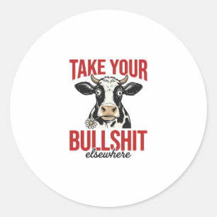 Funny Cow Elsewhere Vintage Shirt Design_ Classic Round Sticker