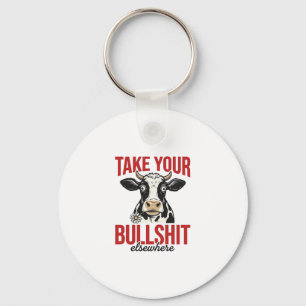 Funny Cow Elsewhere Vintage Shirt Design_ Key Ring