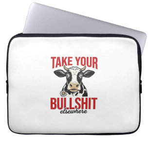 Funny Cow Elsewhere Vintage Shirt Design_ Laptop Sleeve