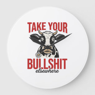 Funny Cow Elsewhere Vintage Shirt Design_ Large Clock