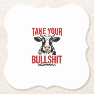 Funny Cow Elsewhere Vintage Shirt Design_ Paper Coaster
