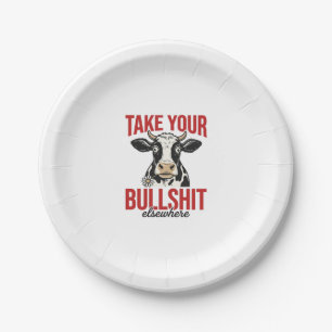 Funny Cow Elsewhere Vintage Shirt Design_ Paper Plate