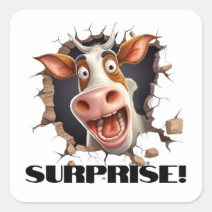 Funny cow face farm animals SURPRISE fun Square Sticker