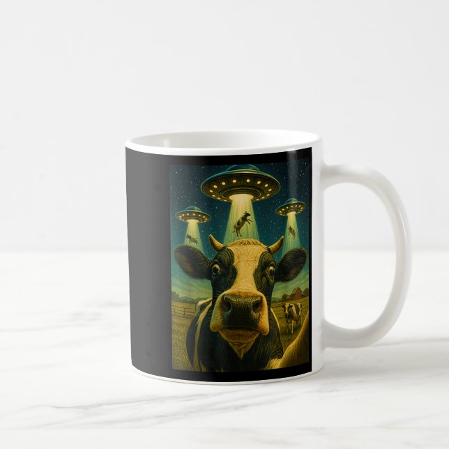 Funny Cow Farm Alien Selfie Ufo Zoo Boys Girls Kid Coffee Mug (Right)