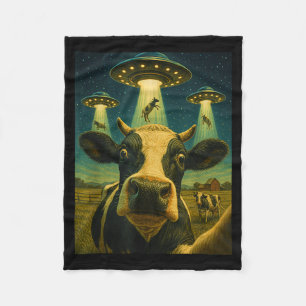 Funny Cow Farm Alien Selfie Ufo Zoo Boys Girls Kid Fleece Blanket
