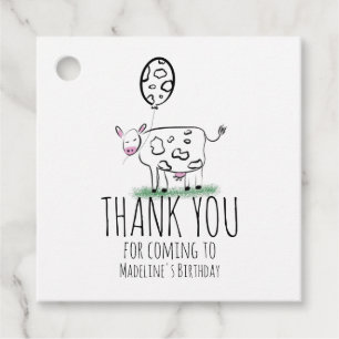 Funny Cow Farm Animal Birthday Party  Favour Tags