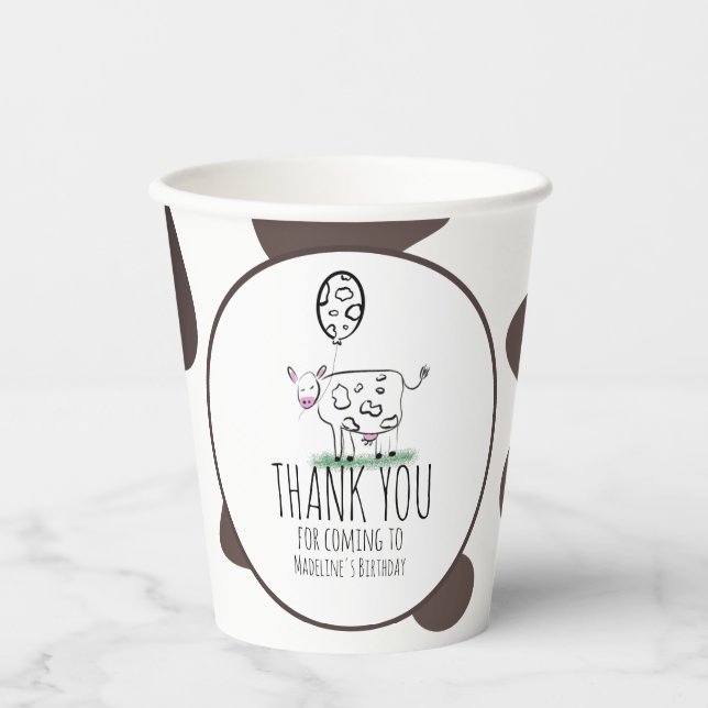 Funny Cow Farm Animal Birthday Party  Paper Cups (Front)