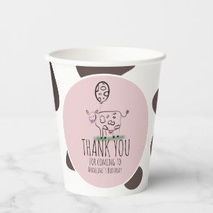 Funny Cow Farm Animal Birthday Party Pink Paper Cups