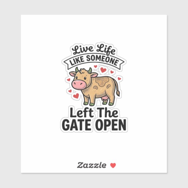 Funny Cow Gate Open Vintage Engraving Shirt Design (Sheet)