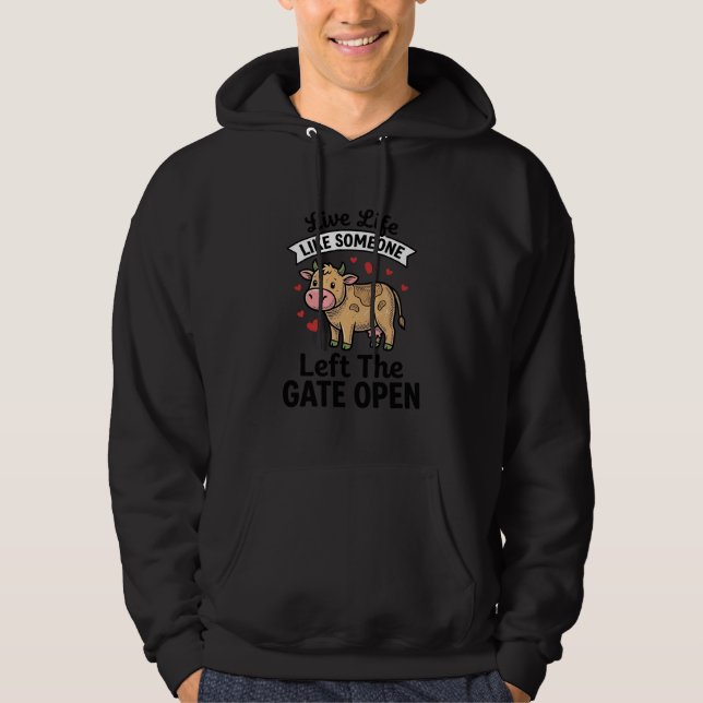 Funny Cow Gate Open Vintage Engraving Shirt Design (Front)