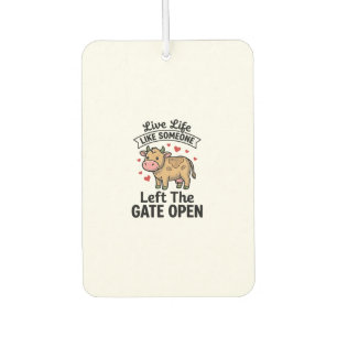 Funny Cow Gate Open Vintage Engraving Shirt Design Car Air Freshener