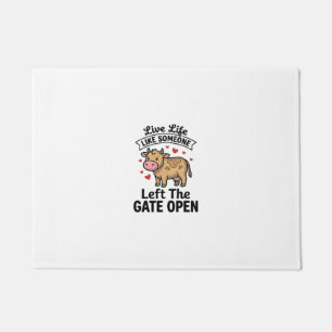 Funny Cow Gate Open Vintage Engraving Shirt Design Doormat
