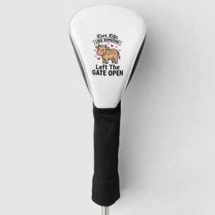 Funny Cow Gate Open Vintage Engraving Shirt Design Golf Head Cover