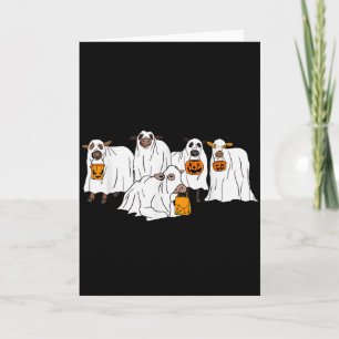 Funny Cow Ghost Halloween Farmer Trick Or Treat Co Card
