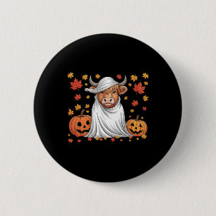Funny Cow Ghost Spooky Pumpkin Hello Fall Hallowee 6 Cm Round Badge