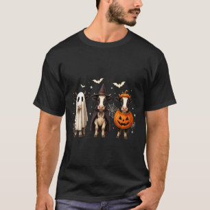 Funny Cow Ghost Witch Pumpkin Halloween Costume T-Shirt