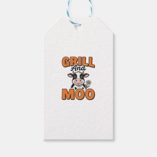 Funny Cow Grill And Moo Vintage T-Shirt Design_1 Gift Tags