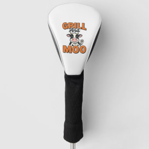 Funny Cow Grill And Moo Vintage T-Shirt Design_1 Golf Head Cover