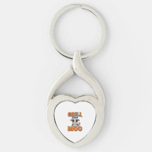 Funny Cow Grill And Moo Vintage T-Shirt Design_1 Key Ring