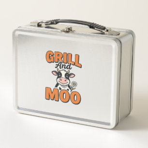 Funny Cow Grill And Moo Vintage T-Shirt Design_1 Metal Lunch Box