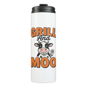Funny Cow Grill And Moo Vintage T-Shirt Design_1 Thermal Tumbler