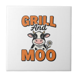 Funny Cow Grill And Moo Vintage T-Shirt Design_1 Tile