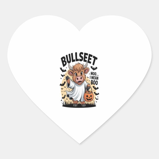 Funny Cow Halloween Heart Sticker (Front)