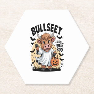 Funny Cow Halloween Paper Coaster