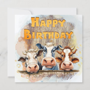Funny Cow Happy Birthday Holiday Card