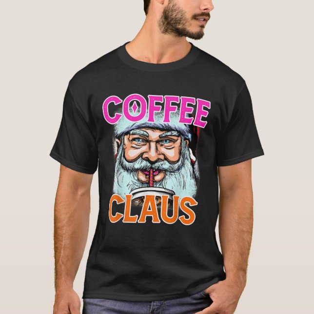 Funny cow heifer coffee cows farm Christmas claus  T-Shirt (Front)