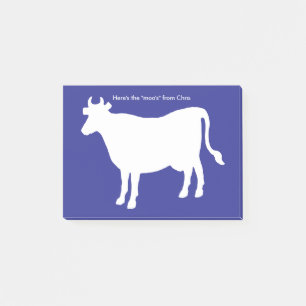 Funny Cow "Here's the Moo's" Blue Monogram Post-it Notes