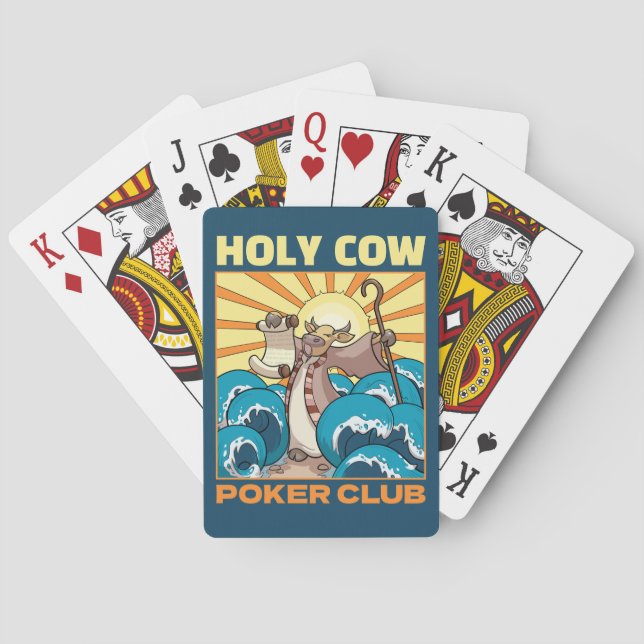 Funny Cow Holy Cow Poker Club Cow Deity Cartoon Playing Cards (Back)