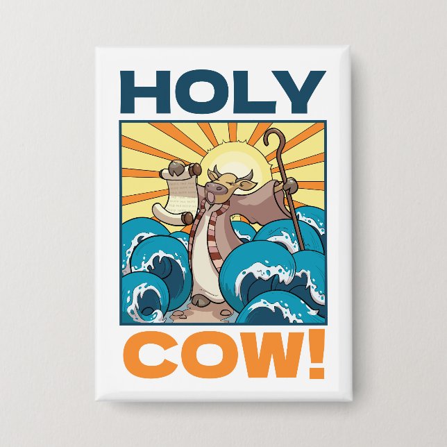 Funny Cow Holy Cow! Visual Pun Animal Cartoon (Front)