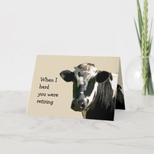 Funny Cow Humor Retirement Laughs Card