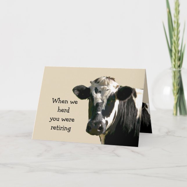 Funny Cow Humour Retirement Laughs from Group Card (Front)