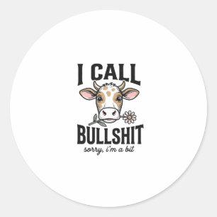 Funny Cow I Call Vintage Shirt Design_1 Classic Round Sticker