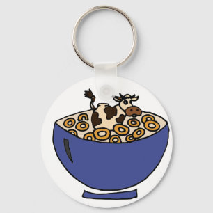 Funny Cow in Bowl of Toasted Oats Key Ring