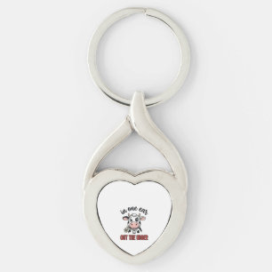 Funny Cow In One Ear Out The Udder Shirt Design_1 Key Ring