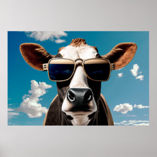 Funny Cow in Sunglasses Poster